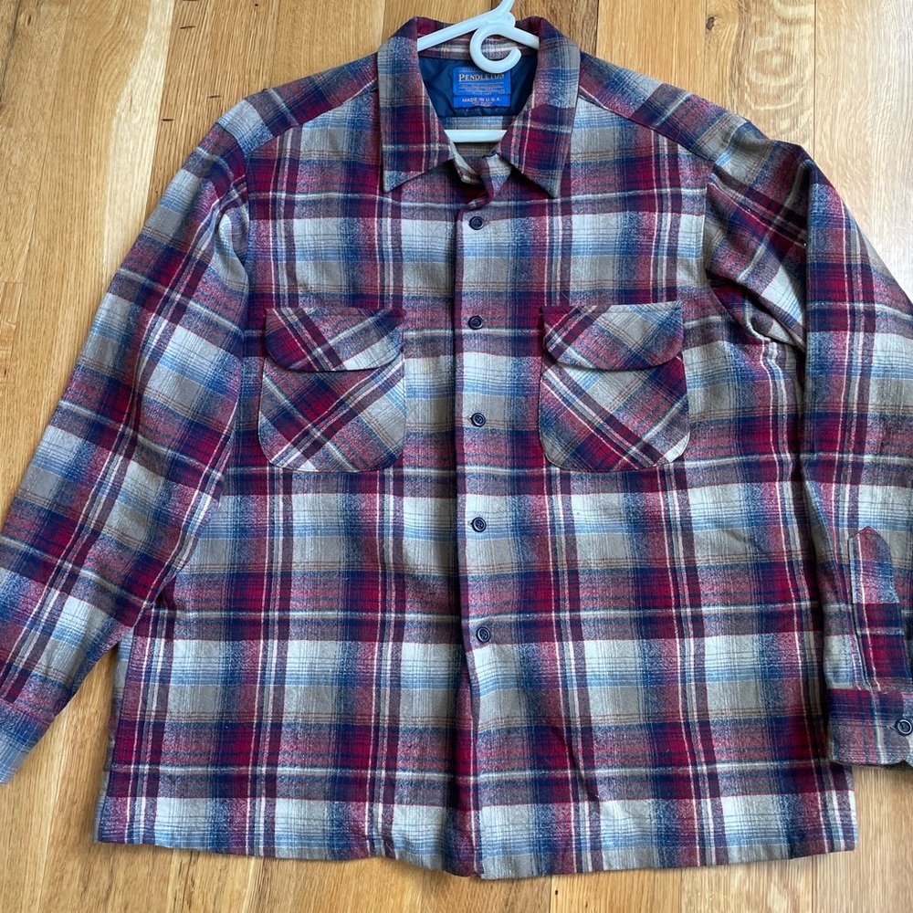 Pendleton Plaid Wool Shirt - Red and Blue
